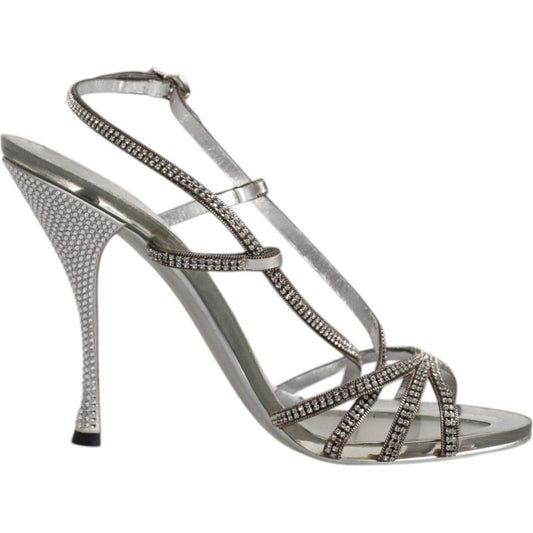 Dolce & Gabbana Dolce & Gabbana Silver Crystal Slingback KEIRA Sandals Shoes LA12046-39 1728,67345645728,Dolce & Gabbana,EU39/US8.5,Material: 60% PU 40% Polyester,Preowned / Defect,Sandals - Women - Shoes,Shoes,Silver,Women,Women - Shoes