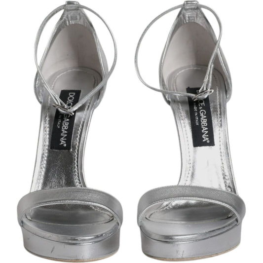 Dolce & Gabbana Dolce & Gabbana Silver Leather Platform Keira Sandals Shoes LA12077-40 1728,67345645728,Dolce & Gabbana,EU40/US9.5,Material: 60% PU 40% Polyester,Preowned / Defect,Sandals - Women - Shoes,Shoes,Silver,Women,Women - Shoes