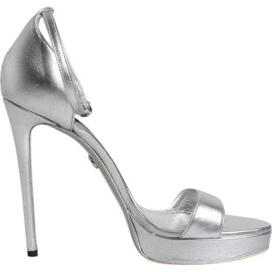 Dolce & Gabbana Dolce & Gabbana Silver Leather Platform Keira Sandals Shoes LA12077-40 1728,67345645728,Dolce & Gabbana,EU40/US9.5,Material: 60% PU 40% Polyester,Preowned / Defect,Sandals - Women - Shoes,Shoes,Silver,Women,Women - Shoes