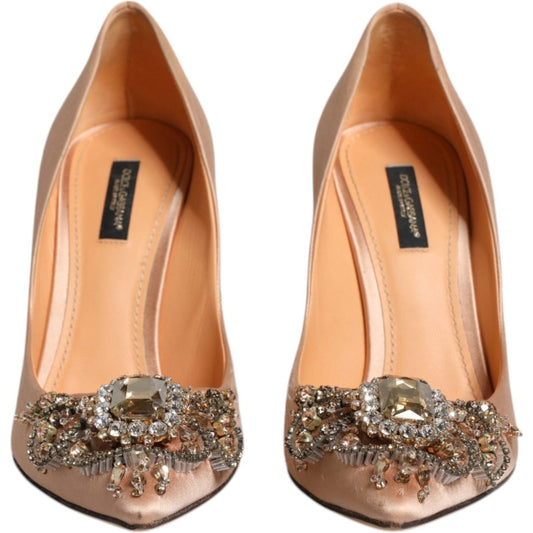 Dolce & Gabbana Dolce & Gabbana Beige Satin Crystal High Heels Pumps Shoes LA12143-39 1728,67345645728,Beige,Dolce & Gabbana,EU39/US8.5,Material: 68% Viscose 32% Silk,Preowned / Defect,Pumps - Women - Shoes,Shoes,Women,Women - Shoes
