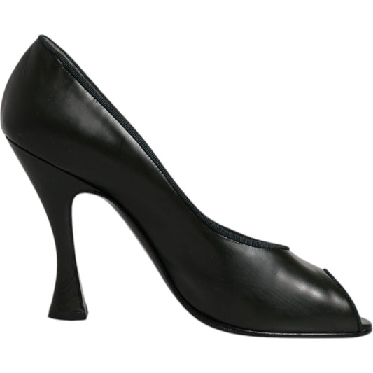 Dolce & Gabbana Dolce & Gabbana Green Leather Peep Toe Heels Pumps Shoes LA12220-39 1728,67345645728,Dolce & Gabbana,EU39/US8.5,Green,Material: Leather,Preowned / Defect,Pumps - Women - Shoes,Shoes,Women,Women - Shoes