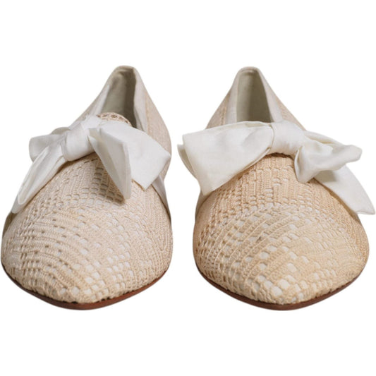 Dolce & Gabbana Dolce & Gabbana Beige Ribbon Fabric Ballerina Flats Shoes LA12231-39 1728,67345645728,Beige,Dolce & Gabbana,EU39/US8.5,Flat Shoes - Women - Shoes,Material: Fabric,Preowned / Defect,Shoes,Women,Women - Shoes