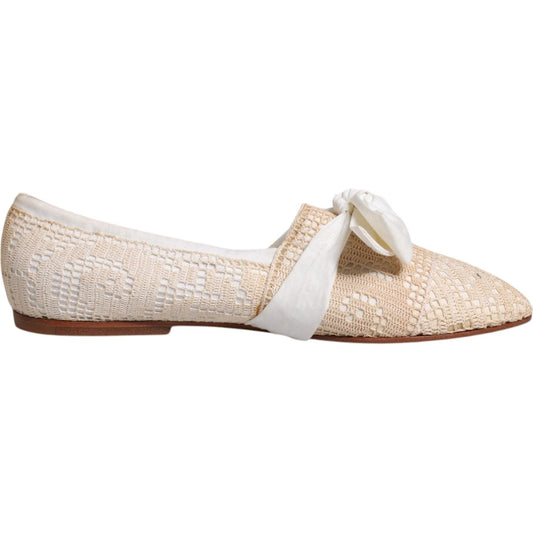 Dolce & Gabbana Dolce & Gabbana Beige Ribbon Fabric Ballerina Flats Shoes LA12231-39 1728,67345645728,Beige,Dolce & Gabbana,EU39/US8.5,Flat Shoes - Women - Shoes,Material: Fabric,Preowned / Defect,Shoes,Women,Women - Shoes