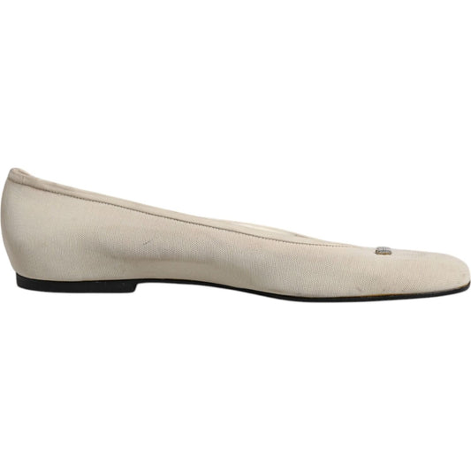 Dolce & Gabbana Dolce & Gabbana Beige Fabric Slip On Ballerina Flats Shoes LA12232-39 1728,67345645728,Beige,Dolce & Gabbana,EU39/US8.5,Flat Shoes - Women - Shoes,Material: Fabric,Preowned / Defect,Shoes,Women,Women - Shoes