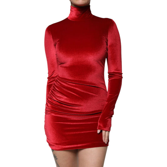 Dolce & Gabbana Dolce & Gabbana Red Velvet Long Sleeves Bodycon Mini Dress DR281303-40 1728,67345645728,Clothing,Dolce & Gabbana,Dresses - Women - Clothing,IT40|S,Material: 90% Polyester 10% Elastane,Preowned / Defect,Red,Women,Women - Clothing