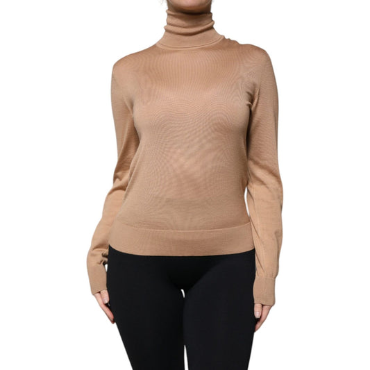 Dolce & Gabbana Dolce & Gabbana Brown Turtleneck Long Sleeve Pullover Sweater TSH8028-40 1728,67345645728,Brown,Clothing,Dolce & Gabbana,IT40|S,Material: 70% Cashmere 30% Silk,Preowned / Defect,Sweaters - Women - Clothing,Women,Women - Clothing