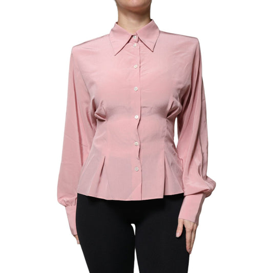 Dolce & Gabbana Dolce & Gabbana Pink Cotton Long Sleeves Collared Blouse Top TSH86826-40 1728,67345645728,Clothing,Dolce & Gabbana,IT40|S,Material: 100% Silk,New with tags,Pink,Tops & T-Shirts - Women - Clothing,Women,Women - Clothing