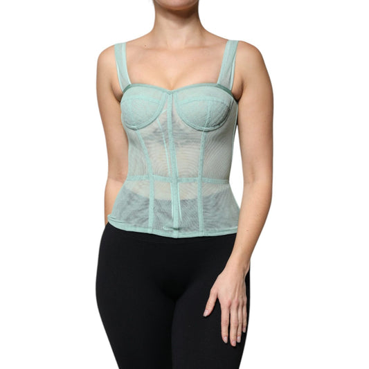 Dolce & Gabbana Dolce & Gabbana Green Cotton Bustier Corset Sleeveless Top TSH86843-38 1728,67345645728,Clothing,Dolce & Gabbana,Green,IT38 | XS,Material: 53% Cotton 26% Nylon 21% Elastane,Preowned / Defect,Tops & T-Shirts - Women - Clothing,Women,Women -