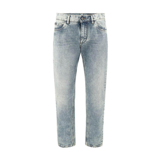 Dolce & Gabbana worn-effect jeans with zipper-and-button closure and belt loops, showcasing a casual-chic style in a light wash.