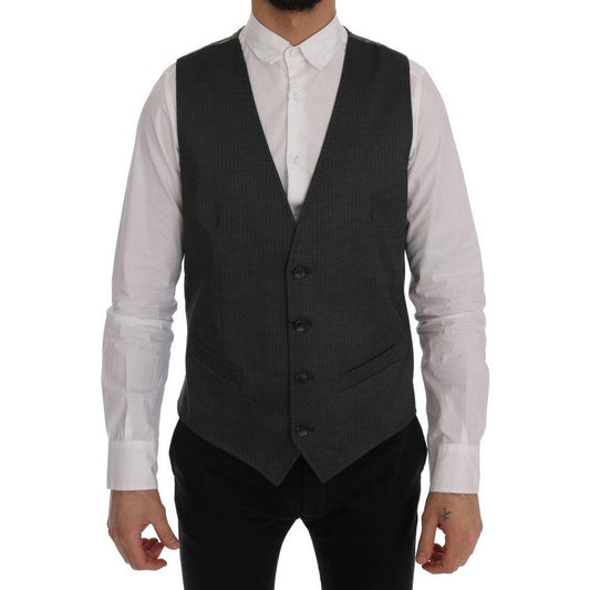 Dolce & Gabbana Sleek Gray Single-Breasted Waistcoat Vest Dolce & Gabbana Dark Slate Gray