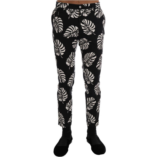 Dolce & Gabbana Slim Fit Leaf Print Ankle Pants Dolce & Gabbana Gray