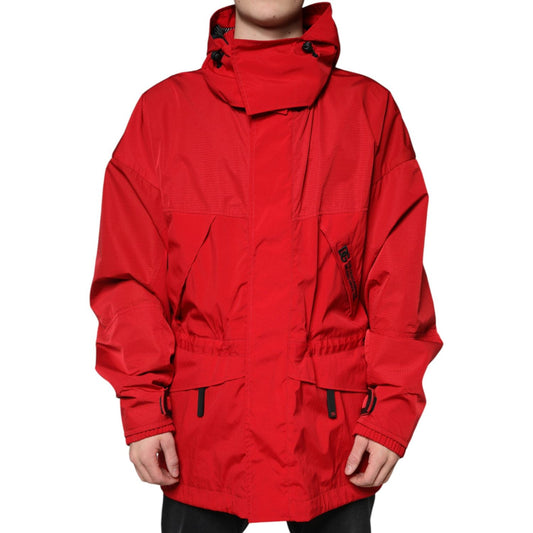 Dolce & Gabbana Dolce & Gabbana Red Nylon Hooded Men Full Zip Parka Jacket TSH3789-58 1728,67345645728,Clothing,Dolce & Gabbana,IT58 | 3XL,Jackets - Men - Clothing,Material: 99% Nylon 1% Elastane,Men,Men - Clothing,New with tags,Red