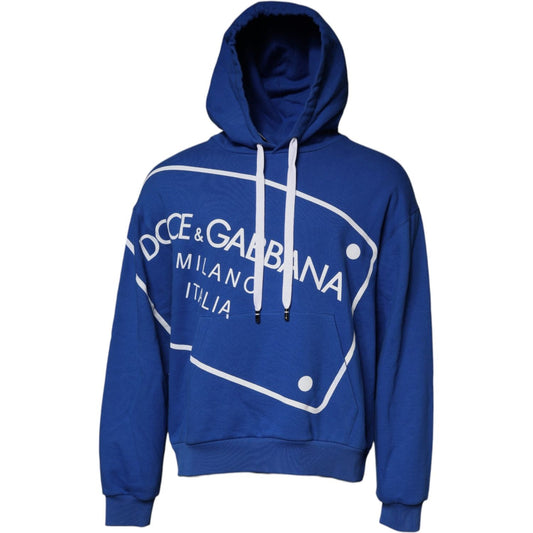 Dolce & Gabbana Dolce & Gabbana Blue Logo Print Hooded Sweatshirt Sweater TSH87530-52 1728,67345645728,Blue,Clothing,Dolce & Gabbana,IT52 | XL,Material: 100% Cotton,Men,Men - Clothing,New with tags,Sweaters - Men - Clothing