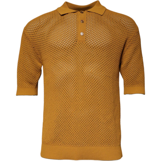 Dolce & Gabbana Dolce & Gabbana Brown Perforated Collared Short Sleeves T-shirt TSH87570-48 1728,67345645728,Brown,Clothing,Dolce & Gabbana,IT48 | M,Material: 65% Cotton 35% Nylon,Men,Men - Clothing,Preowned / Defect,T-Shirts - Men - Clothing
