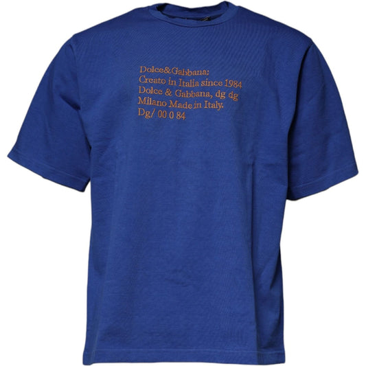 Dolce & Gabbana Dolce & Gabbana Blue Graphic Print Cotton Crew Neck T-shirt TSH87517-48 1728,67345645728,Blue,Clothing,Dolce & Gabbana,IT48 | M,IT52 | XL,Material: 100% Cotton,Men,Men - Clothing,New with tags,T-Shirts - Men - Clothing