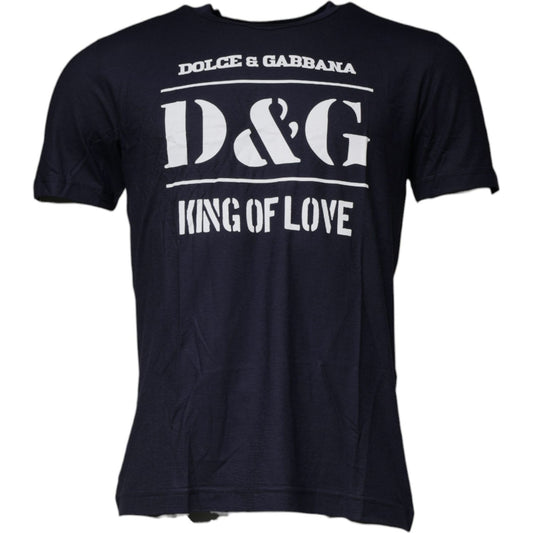 Dolce & Gabbana Dolce & Gabbana Blue D&G King Of Love Cotton Crew Neck T-shirt TSH87539-50 1728,67345645728,Blue,Clothing,Dolce & Gabbana,IT50 | L,Material: 100% Cotton,Men,Men - Clothing,New with tags,T-Shirts - Men - Clothing