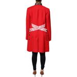Dolce & Gabbana Red Jacquard Wool Women Trenchcoat Jacket JKT4196-48