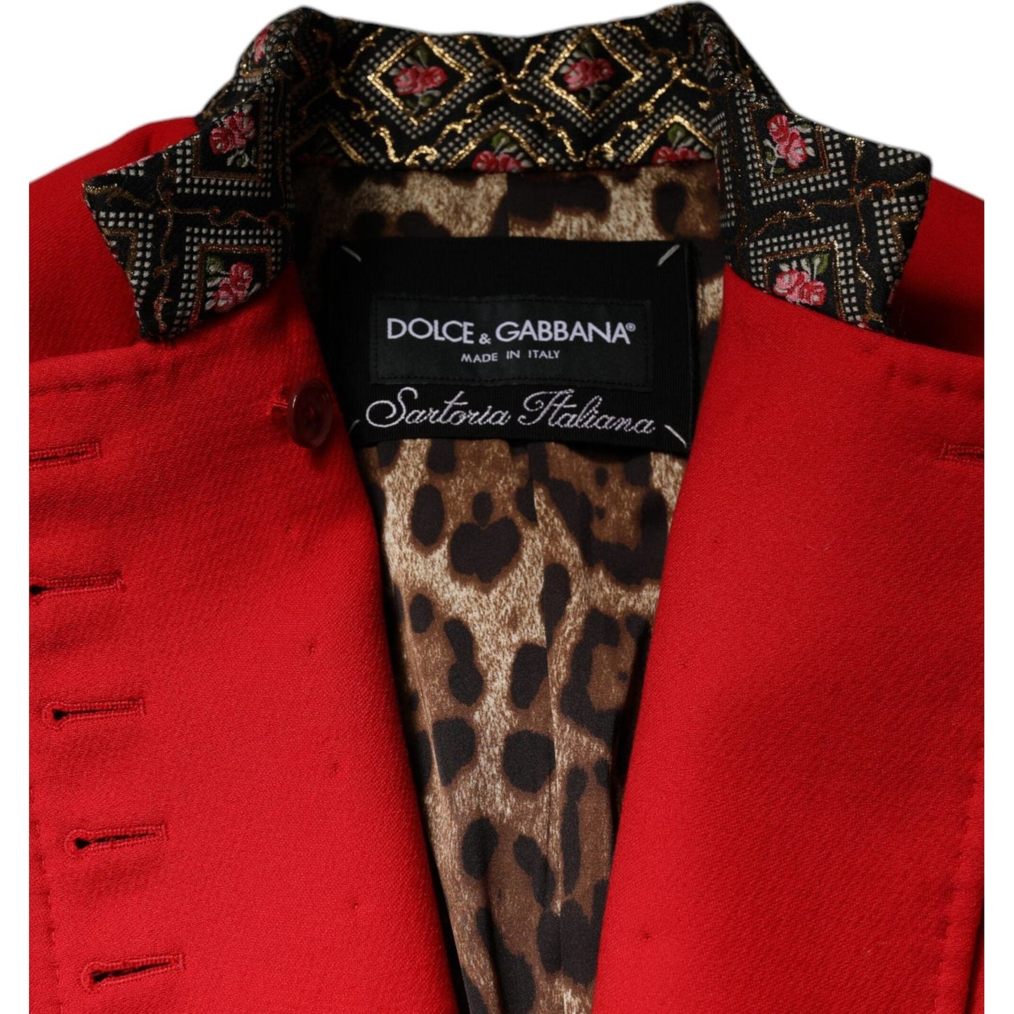 Dolce & Gabbana Red Jacquard Wool Women Trenchcoat Jacket JKT4196-48