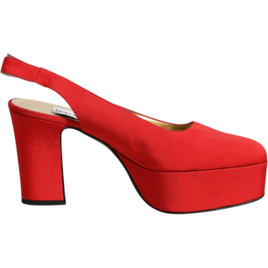 Dolce & Gabbana Dolce & Gabbana Red Platform Slingback Heels Sandals Shoes LA12218-39.5 1728,67345645728,Dolce & Gabbana,EU39.5/US9,Material: Leather,Preowned / Defect,Red,Sandals - Women - Shoes,Shoes,Women,Women - Shoes