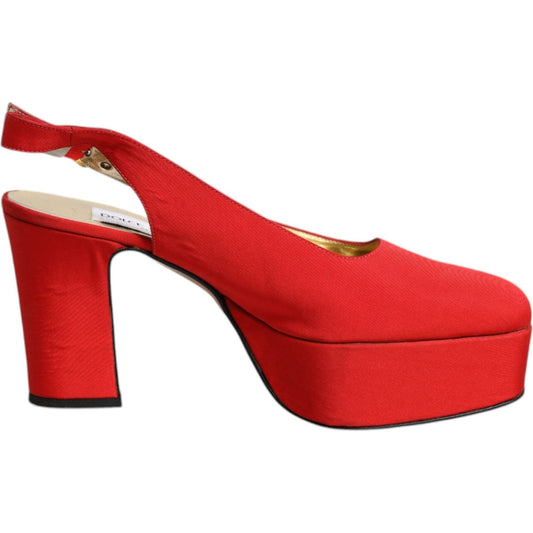 Dolce & Gabbana Dolce & Gabbana Red Platform Slingback Heels Sandals Shoes LA12219-39.5 1728,67345645728,Dolce & Gabbana,EU39.5/US9,Material: Leather,Preowned / Defect,Red,Sandals - Women - Shoes,Shoes,Women,Women - Shoes