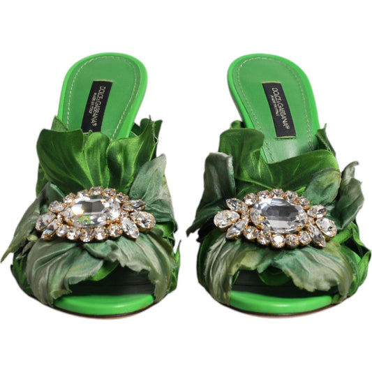 Dolce & Gabbana Dolce & Gabbana Green Crystal Slides KEIRA Sandal Shoes LA12264-37.5 1728,67345645728,Dolce & Gabbana,EU37.5/US7,Green,Material: 50% Silk 50% Leather,New with tags,Sandals - Women - Shoes,Shoes,Women,Women - Shoes