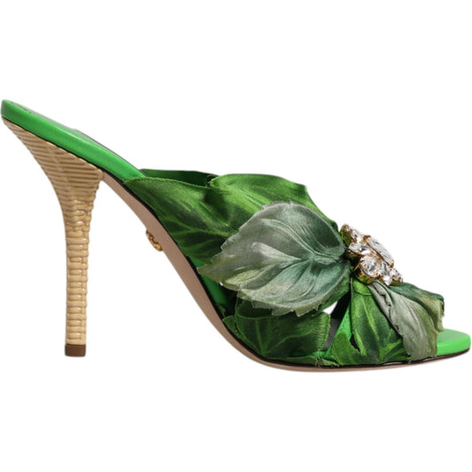 Dolce & Gabbana Dolce & Gabbana Green Crystal Slides KEIRA Sandal Shoes LA12264-37.5 1728,67345645728,Dolce & Gabbana,EU37.5/US7,Green,Material: 50% Silk 50% Leather,New with tags,Sandals - Women - Shoes,Shoes,Women,Women - Shoes