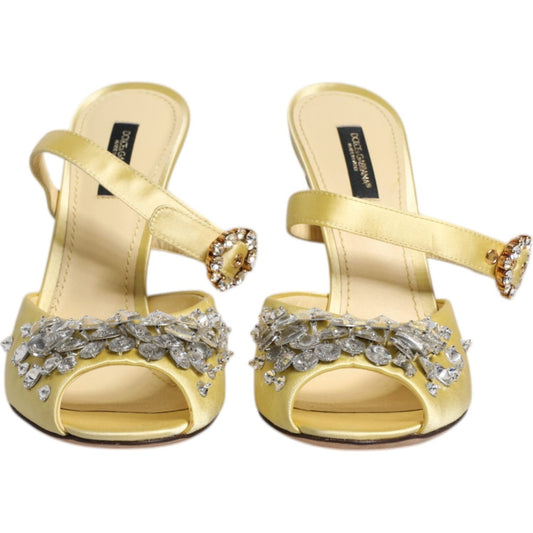 Dolce & Gabbana Dolce & Gabbana Yellow Crystal Slides KEIRA Sandals Shoes LA12265-39 1728,67345645728,Dolce & Gabbana,EU39/US8.5,Material: 68% Viscose 32% Silk,New with tags,Sandals - Women - Shoes,Shoes,Women,Women - Shoes,Yellow