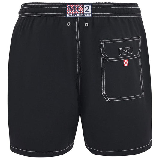 MC2 Saint Barth Black Polyester Men Swim Trunk MC2 Saint Barth Dark Slate Gray
