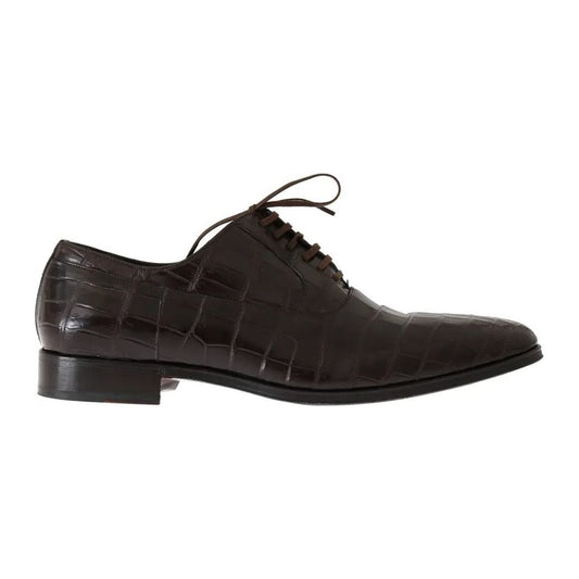 Dolce & Gabbana Brown Patterned Leather Dress Formal Shoes
