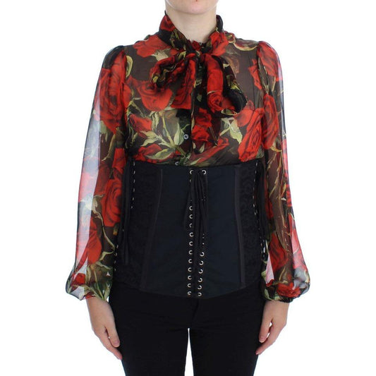 Dolce & Gabbana Black Stretch Corset Waist Strap Belt