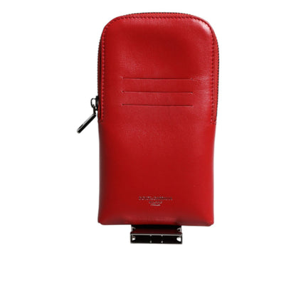 Dolce & Gabbana Red Leather Logo Zip Around Card Holder Wide Strap Wallet (Copy)