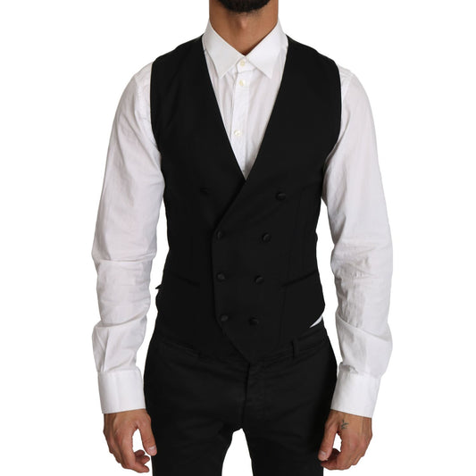 Dolce & Gabbana Sleek Double Breasted Slim Fit Wool Vest Dolce & Gabbana Light Gray