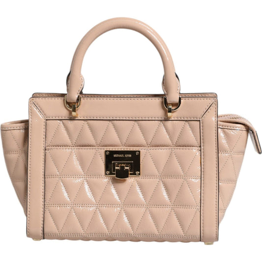 Michael Kors Peach Quilted Leather Logo Crossbody VIVIANNE Messenger Bag