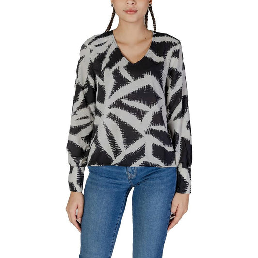 Jacqueline De Yong Black Recycled Polyester Shirt Jacqueline De Yong Dark Gray