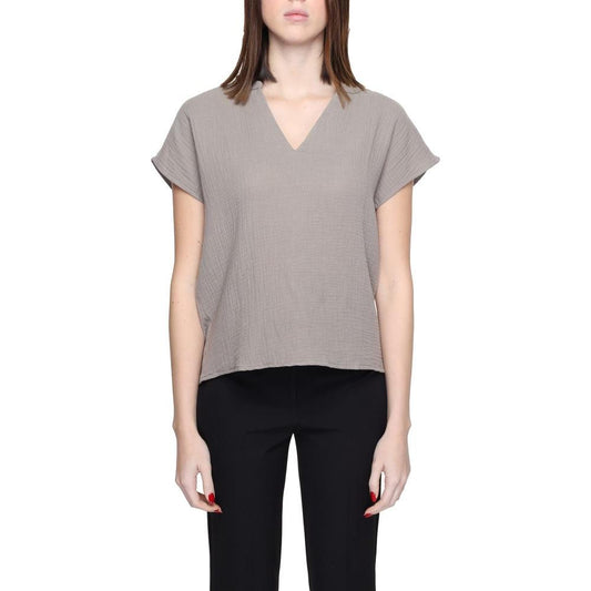 Jacqueline De Yong Gray Cotton Shirt Jacqueline De Yong Dark Gray