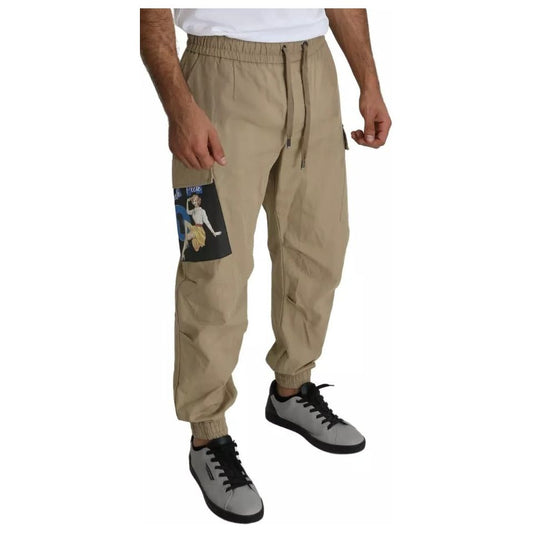Dolce & Gabbana Beige Pin Up Print Cargo Pants