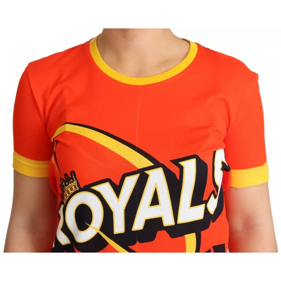Dolce & Gabbana Orange Royals Print Round Neck T-shirt