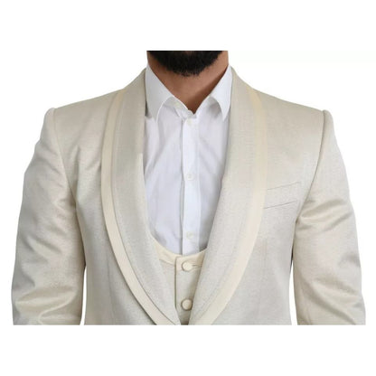 Dolce & Gabbana Beige Wool Crème 3 Piece SICILIA Shawl Suit