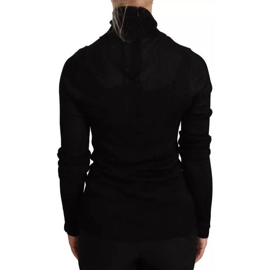 Dolce & Gabbana-Dolce & Gabbana Black Turtleneck Slim Fit Pullover Sweater-1728,67345645728,Black,Clothing,Dolce & Gabbana,IT48 | XL,Material: 98% Viscose 2% Nylon,Preowned / Defect,Sweaters - Women - Clothing,Women,Women - Clothing-TSH6648-48