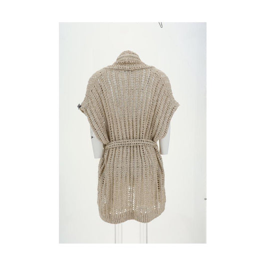 Brunello Cucinelli Perforated Cardigan with sequins Brunello Cucinelli Beige