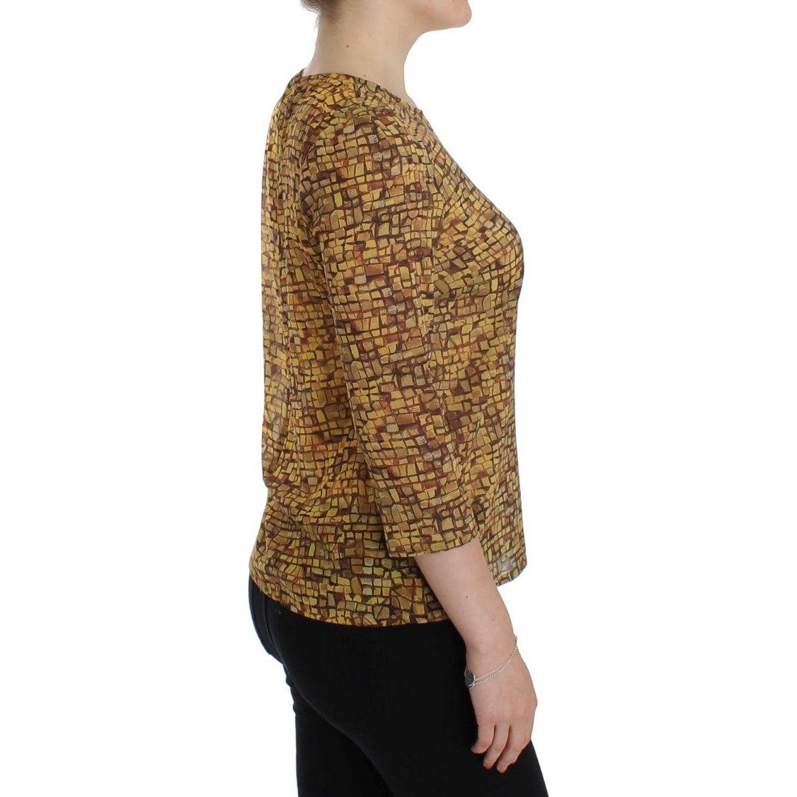 Dolce & Gabbana Multicolor Mosaic Print Silk Blouse T-shirt SIG13190-2