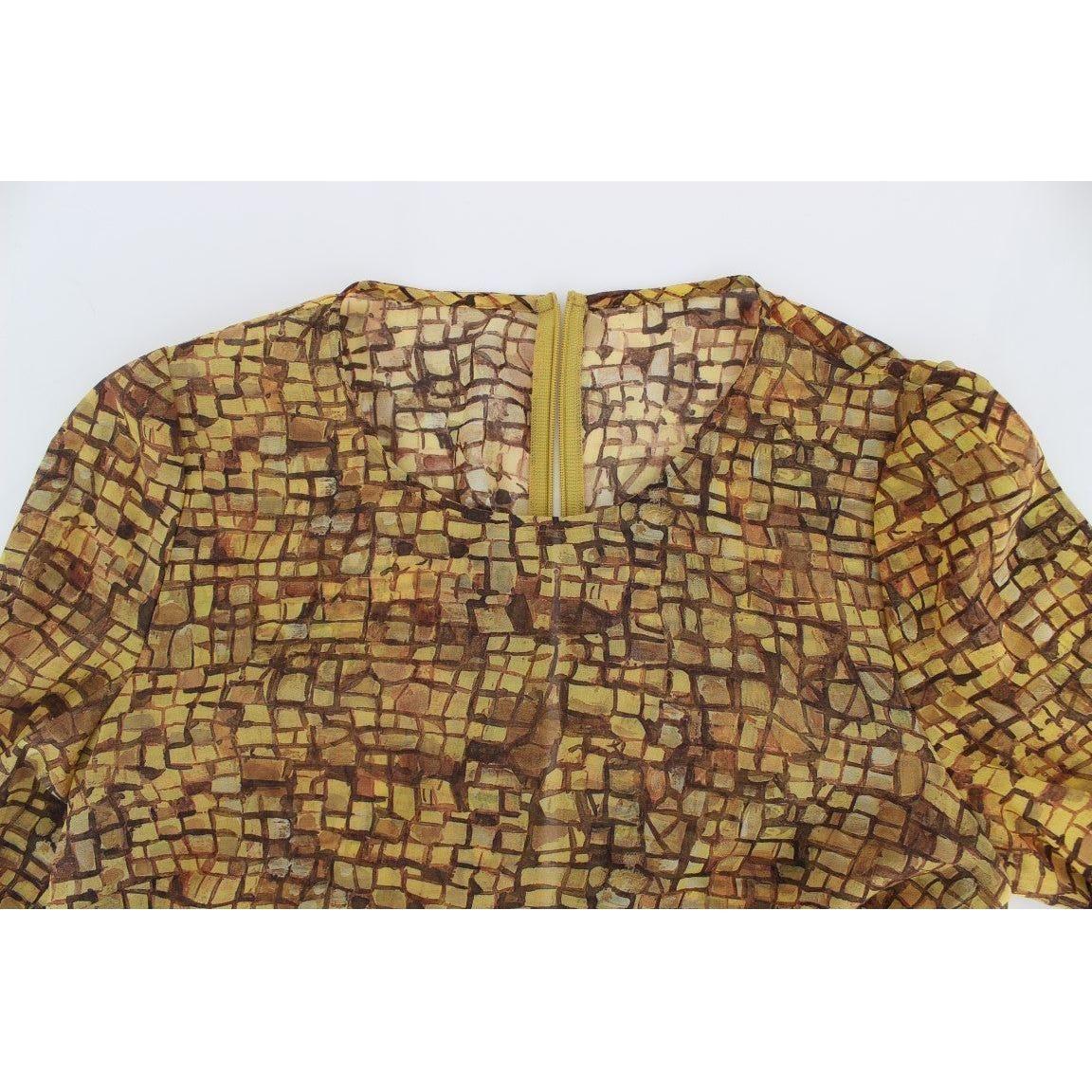 Dolce & Gabbana Multicolor Mosaic Print Silk Blouse T-shirt SIG13190-2