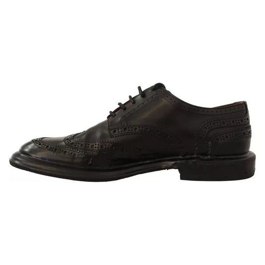 Dolce & Gabbana Black Perforated Leather Lace Up Derby Shoes