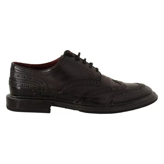 Dolce & Gabbana Black Perforated Leather Lace Up Derby Shoes