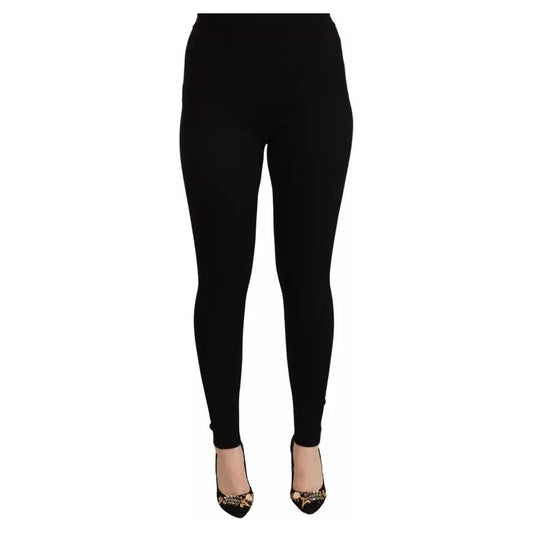 Dolce & Gabbana Black High Waist Stretch Pants Tights
