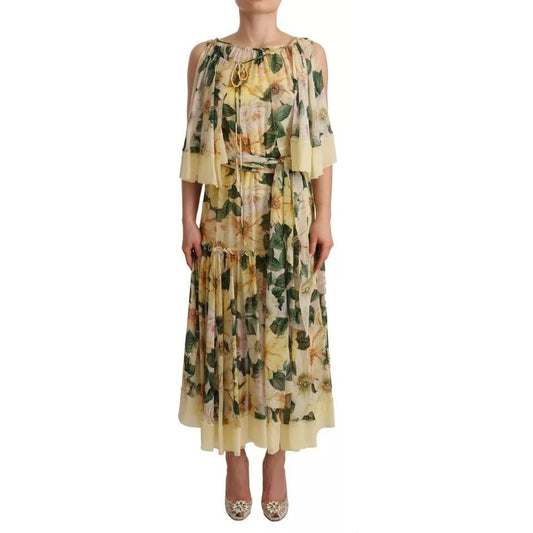 Dolce & Gabbana Multicolor Silk Floral Print Long Maxi Dress