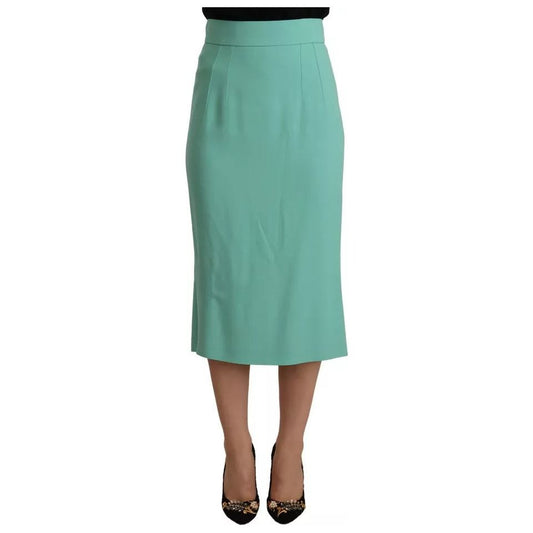 Dolce & Gabbana Mint Green Viscose Pencil Cut Midi Skirt