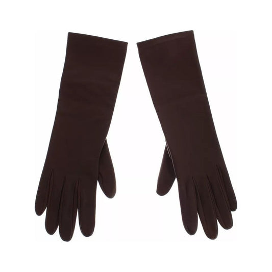 Dolce & Gabbana Brown Leather Wrist Slim Women Gloves