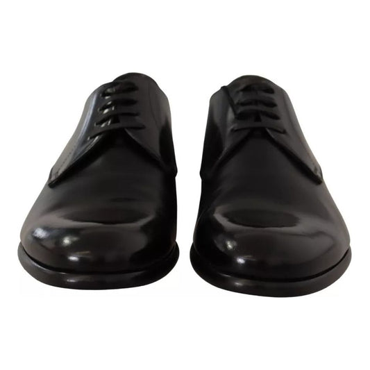 Dolce & Gabbana Black Leather Lace Up Mens Formal Derby Shoes