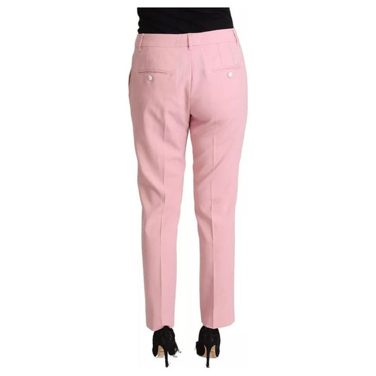 Dolce & Gabbana Pink Wool Mid Waist Tapered Pants